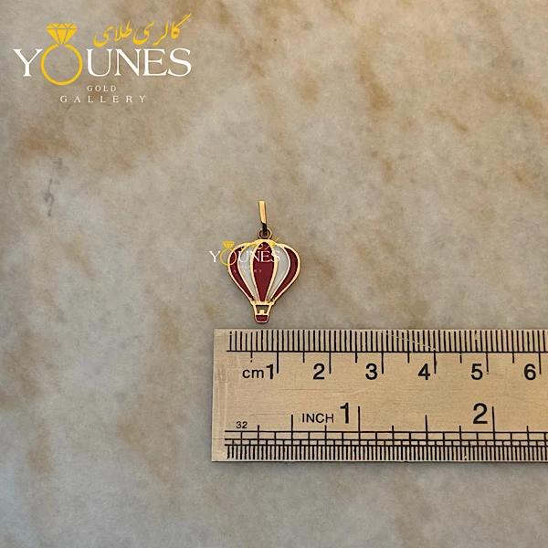 آویز طلا مینا کاری بالن قرمز